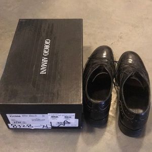 Giorgio Armani black leather brogues